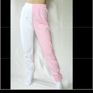 Pink & white colour block sweatpants